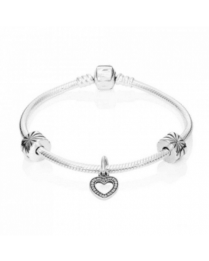 PANDORA Heart Love Complete Bracelet JSP0325 With Pave CZ In Sterling Silver