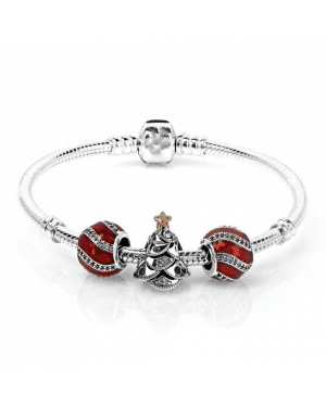 PANDORA Festive Tree Christmas Complete Bracelet JSP0298 In Silver