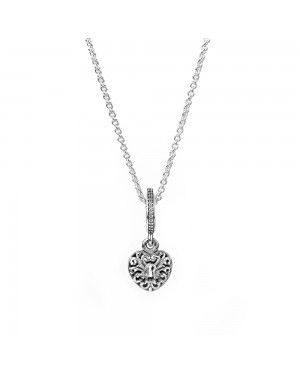 PANDORA Silver Heart Lock Love Necklace JSP0088 