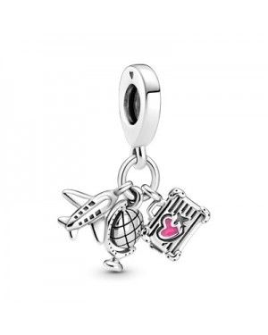 Travel in Style with a Pandora Australia Sterling Silver Airplane Globe Suitcase Dangle Charm