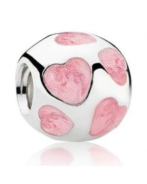 PANDORA Pale Pink Heart Love Charm JSP1077 In Enamel