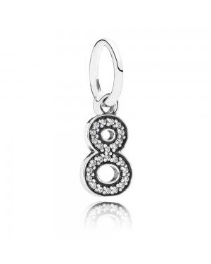 PANDORA Number 8 Dropper Pendant JSP0969 With Cubic Zirconia In Silver