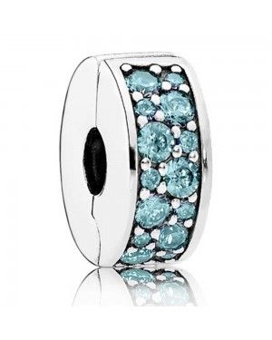 PANDORA Oceanic Teal Shining Elegance Clip JSP0799 With Cubic Zirconia 