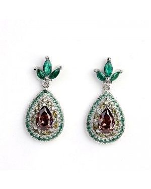 Joanfeel Jewellery, Double Halo Framed Avocado Drop Earrings