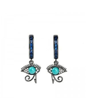 Joanfeel Vintage Turquoise Drop Earrings - "Eye of Horus"