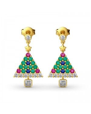 Joanfeel Sterling Silver Earring, "Christmas Tree" Drop Earrings