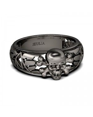 Chic Black Tone Sterling Silver Skull Ring JFLR0182S |Joanfeel Australia
