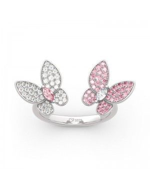 "Spring is Coming" Two Butterfly Cocktail Ring