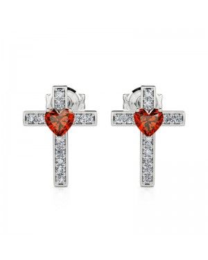 Joanfeel"Faith and Love" Heart Design Cross Earrings