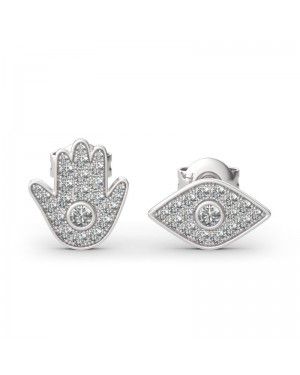 Joanfeel"Hamsa and Evil Eye" Asymmetric Stud Earrings