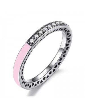 PANDORA Pink Hearts Love Ring JSP1382 With Pave CZ 