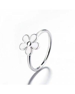 PANDORA White Daisy Flower Ring JSP1417 In Enamel