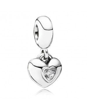 PANDORA Pink You And Me Heart Dropper Love Charm JSP1033 In Enamel