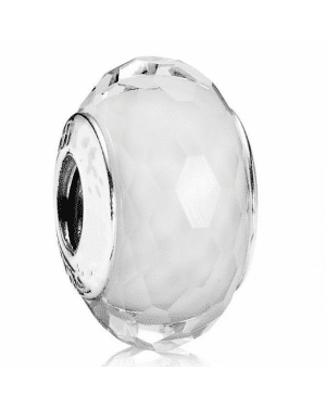 PANDORA White Facted Charm JSP1593 In Murano Glass