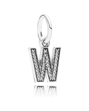 PANDORA Alphabet W Pendant JSP0973 With Cubic Zirconia In Silver