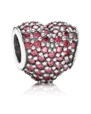 PANDORA Silver Red Heart Love Charm JSP1058 With CZ 