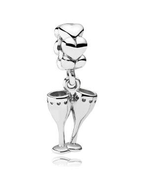 PANDORA Champagne Glasses Celebration Charm JSP1579 In Silver