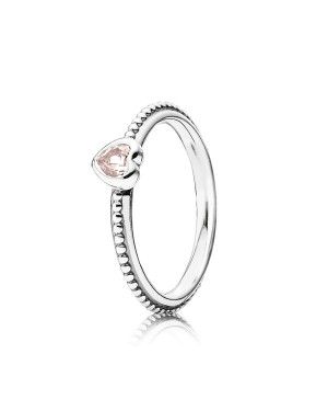 PANDORA Synthetic Pink Sapphire Heart Love Ring JSP1419 In Sterling Silver