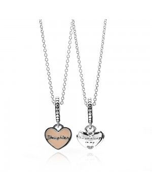 PANDORA Mother And Daughter Hearts Family Necklace JSP0066 