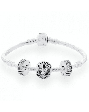 PANDORA Vintage V Alphabet Complete Bracelet JSP0255 In Sterling Silver