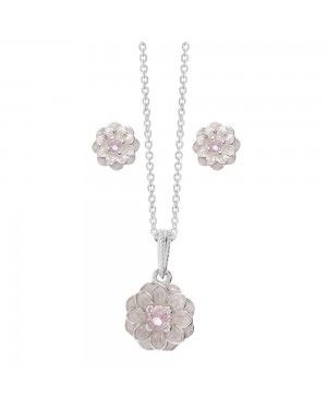 PANDORA Blooming Dahlia Floral Jewellery Set JSP0054 With Pave CZ 