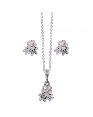 PANDORA Poetic Blooms Floral Jewellery Set JSP0181 With CZ In Silver