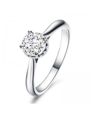 Solitaire Round Cut Sterling Silver Promise Ring - Joanfeel Australia
