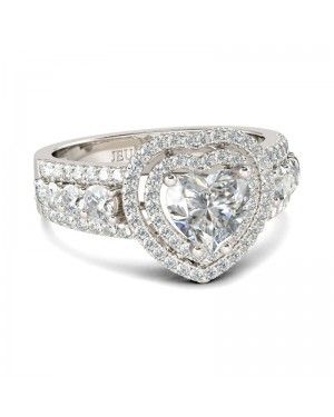 Double Halo Heart Shaped Engagement & Promise Ring - Joanfeel Australia