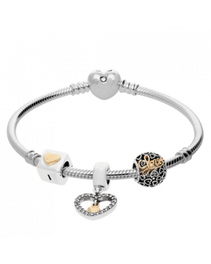 PANDORA Heart Of Gold Love Complete Bracelet JSP0436 In Silver