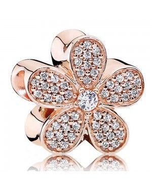 PANDORA Dazzling Daisy Floral Charm JSP0032 With Pave CZ In Rose Gold