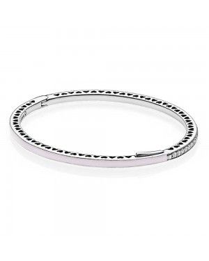 PANDORA Pink Radiant Hearts Of Love Bangle JSP1154 With CZ 