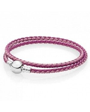 PANDORA Pink Mix Double Woven Bracelet JSP1126 In Leather