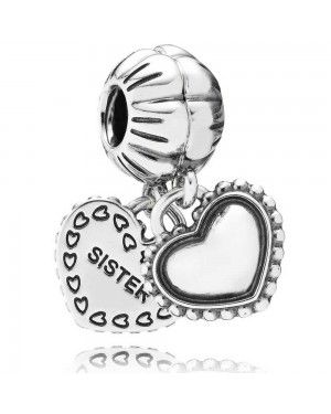 PANDORA Sister Double Heart Dropper Family Charm JSP1556 