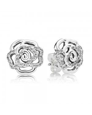 PANDORA Rose Floral Stud Earrings JSP1277 With Cubic Zirconia 