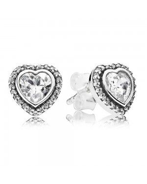 PANDORA Heart Love Stud Earrings JSP1281 With Pave CZ 