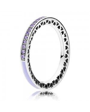 PANDORA Purple Hearts Love Ring JSP1389 In Silver