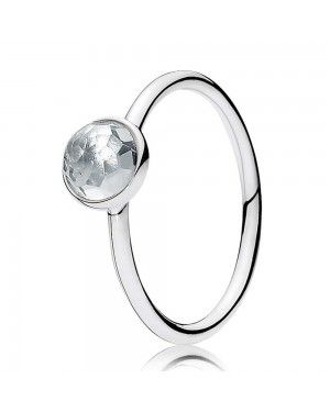 PANDORA March Birthstone Droplet Ring JSP1351 In Silver
