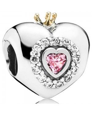 PANDORA Pink Princess Heart Fairytale Charm JSP0956 In Gold