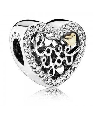 PANDORA Script Of Love Charm JSP0680 With CZ In Gold