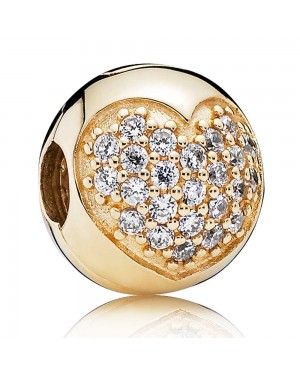 PANDORA Heart Love Clip JSP1116 With Cubic Zirconia In Gold