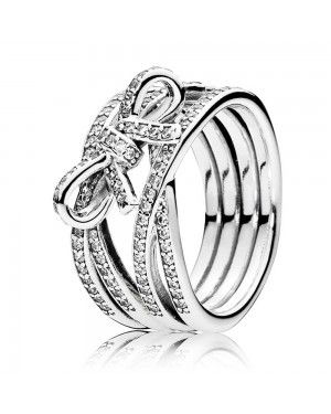 PANDORA Delicate Sentiments Bows Ring JSP1370 With Pave CZ 