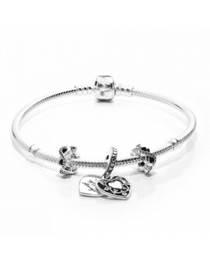 PANDORA My Wife Always Love Complete Bracelet JSP0277 With Cubic Zirconia In Silver