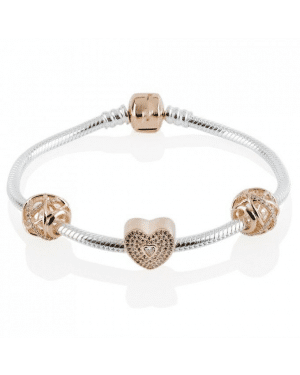 PANDORA Sweetheart Love Complete Bracelet JSP0244 In Rose Gold