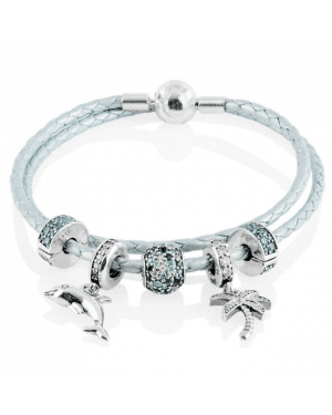 PANDORA Palm Summer Complete Bracelet JSP0235 With Clear CZ In Sterling Silver