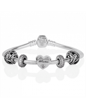 PANDORA Sisters Love Family Complete Bracelet JSP0315 With CZ In Silver