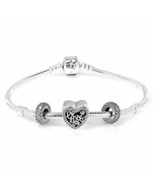 PANDORA Script Of Love Complete Bracelet JSP0292 In Silver