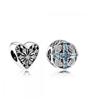 PANDORA Winter Moments Love Charm Set JSP0515 With Cubic Zirconia In Silver