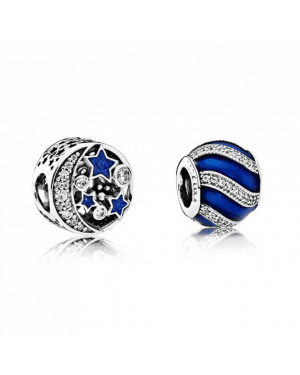 PANDORA Vintage Sky Charm Set JSP0512 With Cubic Zirconia In Silver