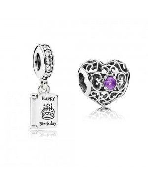 PANDORA February Birthday Birthstone Charm Set JSP0466 