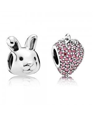 PANDORA Summer Rabbit Animal Charm Set JSP0523 With Pave CZ 